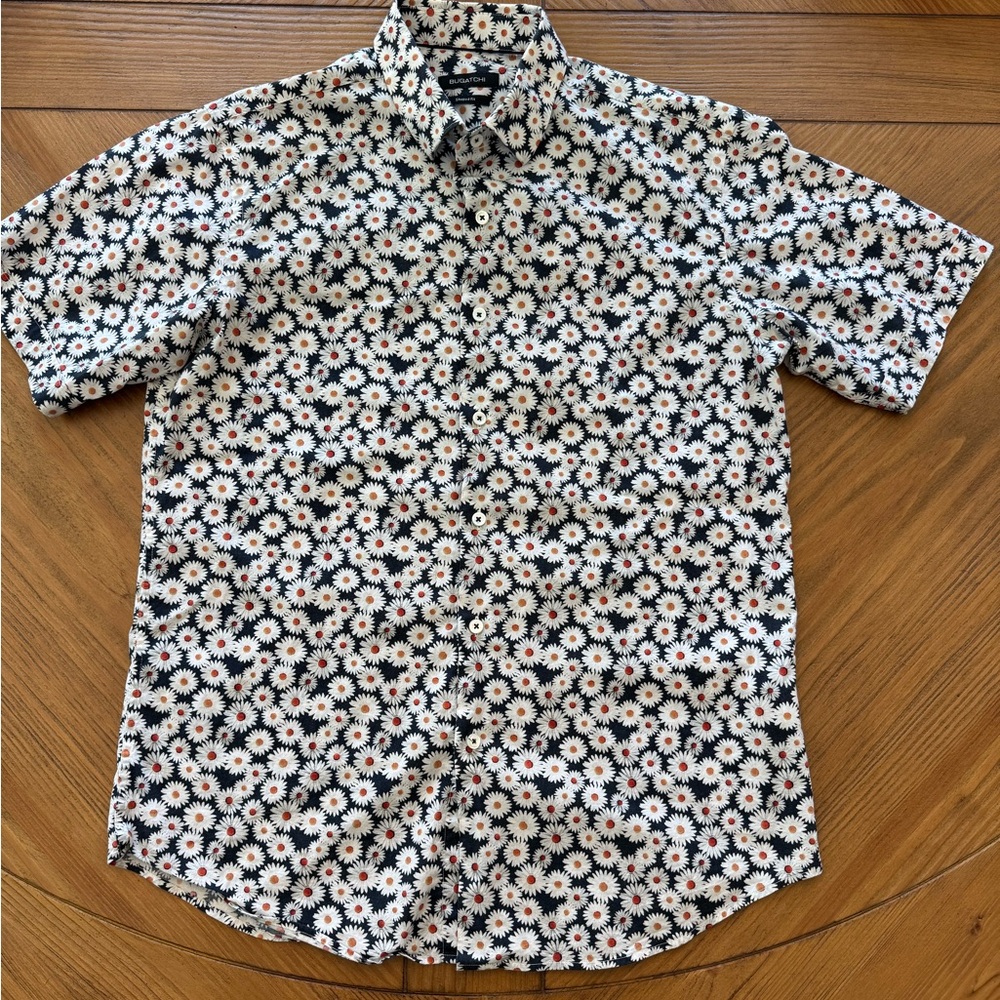 Bugatchi Stretch Floral Short Sleeve Button Up Shirt